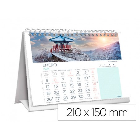 Calendario espiral triangular liderpapel de sobremesa imagenes ciudades 2026 21x15 cm papel 128 gr con pegatinas