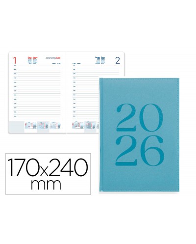 Agenda encuadernada liderpapel creta 170x240 mm 2026 dia pagina new color papel 70 gr