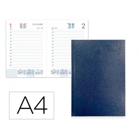 Agenda encuadernada liderpapel corfu a4 2026 dia pagina azul papel 60 gr