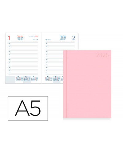 Agenda encuadernada liderpapel corfu 150x210 mm 2026 dia pagina new color papel 60 gr