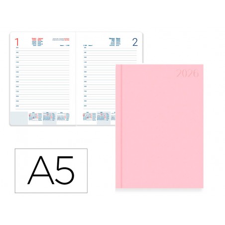 Agenda encuadernada liderpapel corfu 150x210 mm 2026 dia pagina new color papel 60 gr