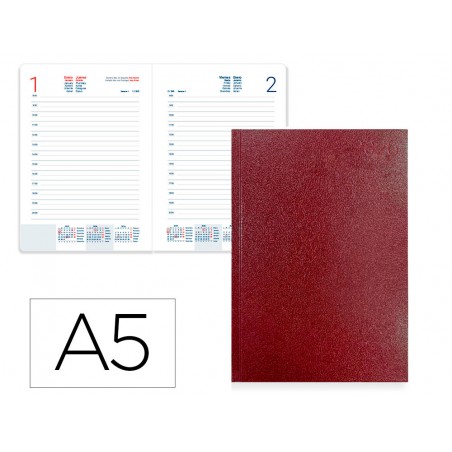 Agenda encuadernada liderpapel corfu 150x210 mm 2026 dia pagina rojo papel 60 gr