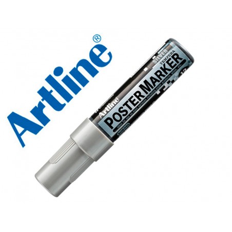 Rotulador artline poster marker epp 12 punta rectangular 12 mm color plata