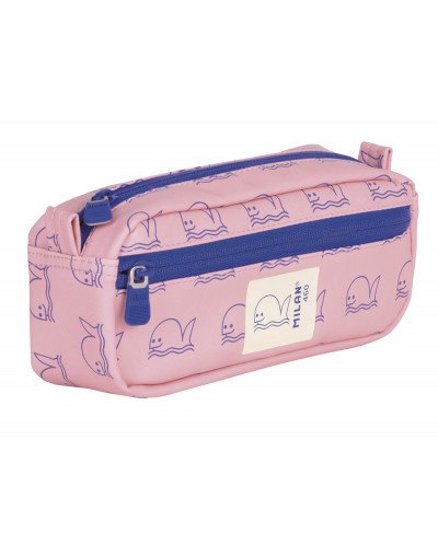 Estuche portatodo milan rectangular 2 cremalleras coleccion 460 since 1918 color rosa