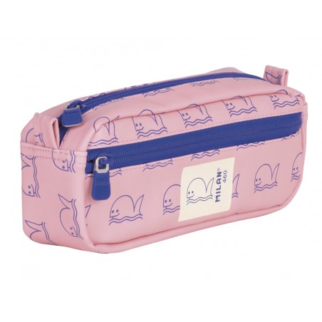 Estuche portatodo milan rectangular 2 cremalleras coleccion 460 since 1918 color rosa
