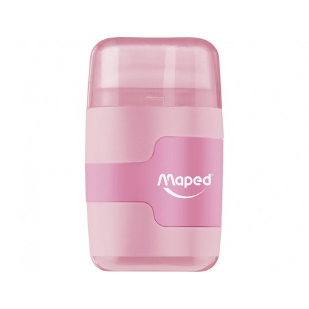 Sacapuntas maped plastico connect 2 usos con goma colores pastel surtidos
