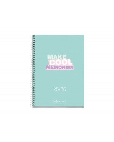 Agenda espiral escolar miquelrius activa octavo dia pagina 25 26 tapa carton forrado verde
