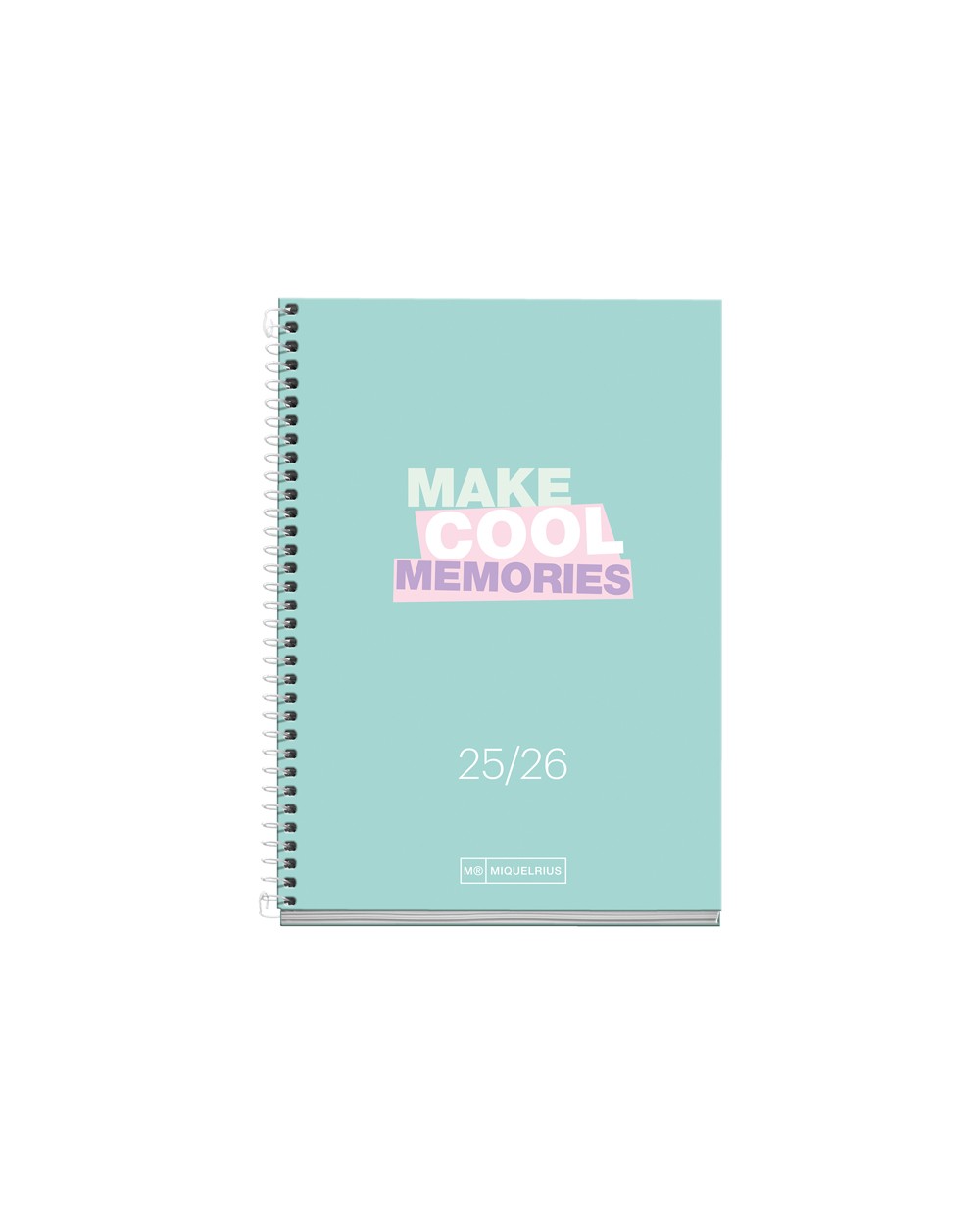 Agenda espiral escolar miquelrius activa octavo dia pagina 25 26 tapa carton forrado verde