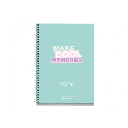 Agenda espiral escolar miquelrius activa octavo dia pagina 25 26 tapa carton forrado verde