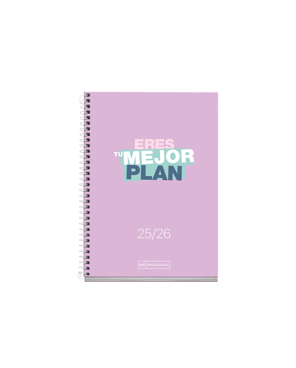 Agenda espiral escolar miquelrius activa octavo dia pagina 25 26 tapa carton forrado lila