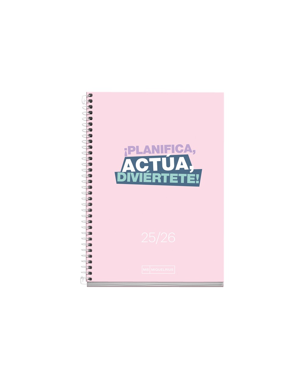 Agenda espiral escolar miquelrius activa octavo semana vista 25 26 tapa carton forrado rosa
