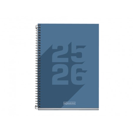 Agenda espiral escolar miquelrius basic din a5 dia pagina 25 26 tapa carton forrado azul marino