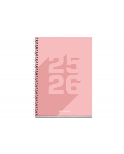 Agenda espiral escolar miquelrius basic din a5 semana vista 25 26 tapa carton forrado rosa