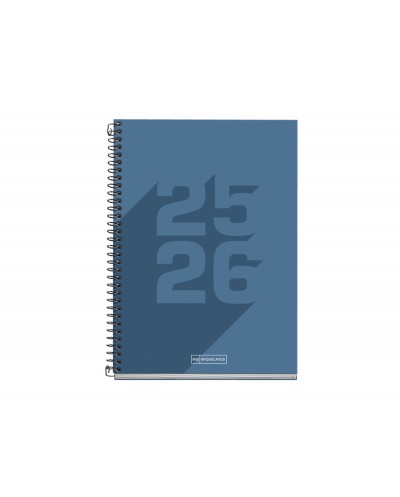 Agenda espiral escolar miquelrius basic din a5 semana vista 25 26 tapa carton forrado azul marino