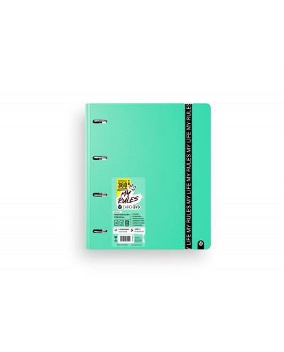 Carpeta carchivo my rules 4 anillas 35 mm polipropileno foam 360 din a4 recambio 100 h con gomilla color verde