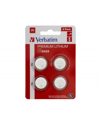 Pila boton verbatim 3v cr2025 blister de 4 unidades