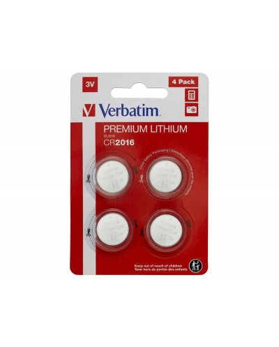 Pila boton verbatim 3v cr2016 blister de 4 unidades