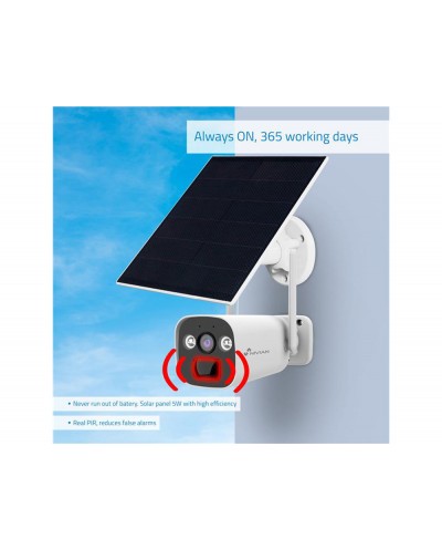 Camara de vigilancia nivian bullet exterior solar 4g 3mpx color blanco