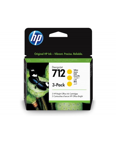 Ink jet hp 712 t210 230 250 630 650 amarillo pack de 3 unidades