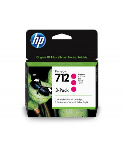 Ink jet hp 712 t210 230 250 630 650 magenta pack de 3 unidades