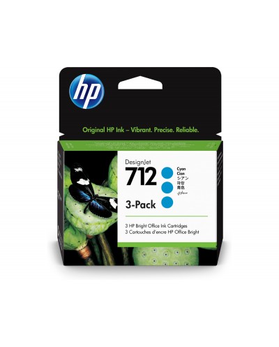 Ink jet hp 712 t210 230 250 630 650 cyan pack de 3 unidades