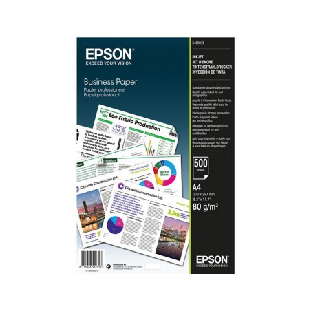 Papel epson business brillo para ink jet a4 80 gr paquete de 500 hojas