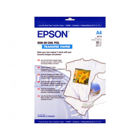 Papel transferencia termica epson iron on a4 124 gr pack de 10 hojas