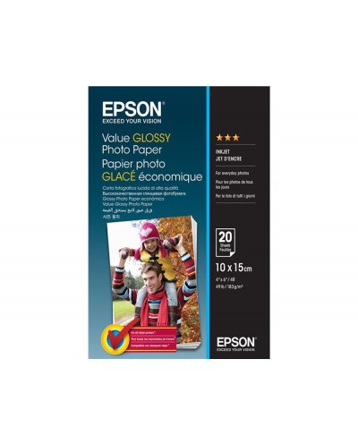 Papel fotografico epson brillo 10x15 183 gr cm pack de 20 hojas