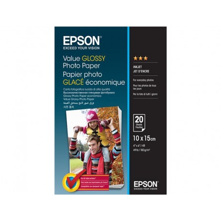 Papel fotografico epson brillo 10x15 183 gr cm pack de 20 hojas