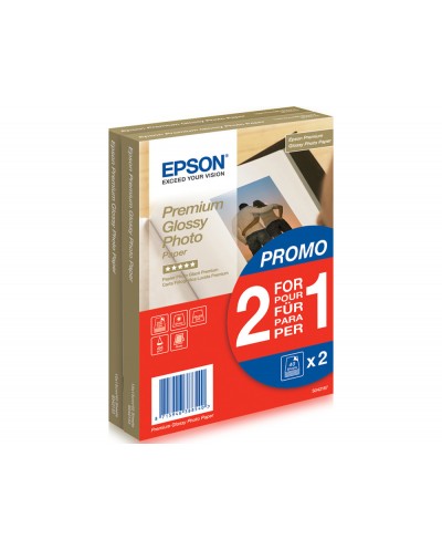 Papel fotografico epson premium photo brillo 10x15 cm 255 gr 2 x pack 40 hojas