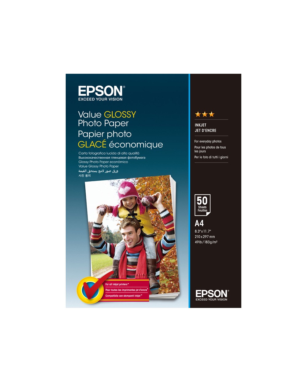 Papel fotografico epson brillo a4 183 gr pack de 20 hojas