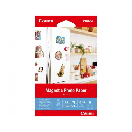 Papel magnetico canon mg 101 10x15 cm pack de 5 hojas