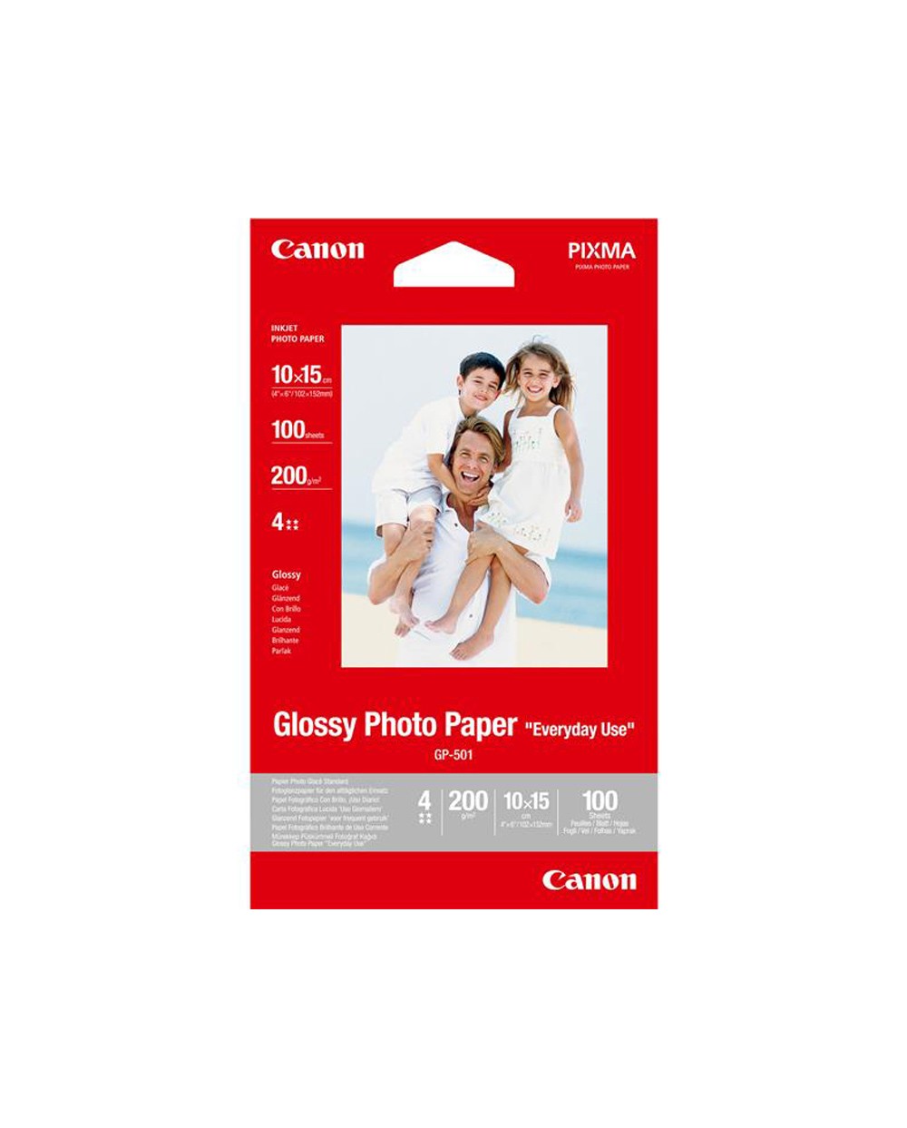 Papel fotografico canon gp 501 glossy a4 170 gr pack de 100 unidades
