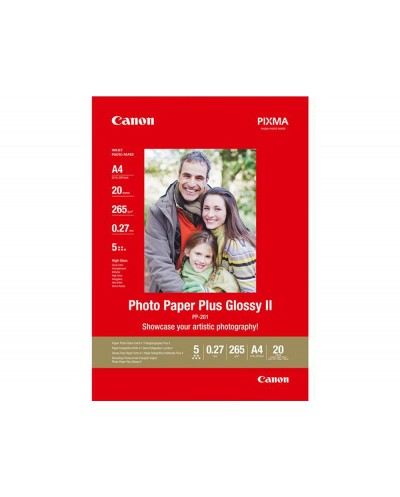 Papel fotografico canon pp 201 glossy ii a4 265 gr pack de 20 unidades