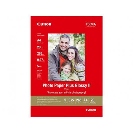 Papel fotografico canon pp 201 glossy ii a4 265 gr pack de 20 unidades