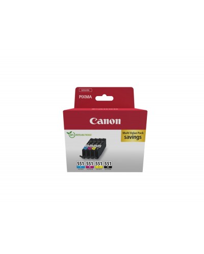 Ink jet canon pixma cli 551 multipack 4 unidades negro amarillo cian magenta