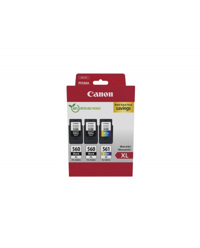 Ink jet canon pixma pg560xl cl561xl multipack de 2 unidades negro 1 color 400 paginas