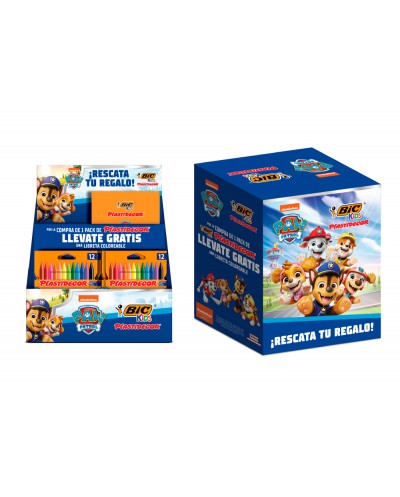 Lapices cera plastidecor caja de 12 colores surtidos expositor de 24 unidades 24 cuadernos colorear patrulla