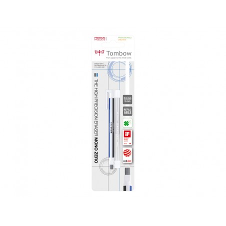 Portagomas tombow mono zero con clip goma rectangular 25mm x 5mm 2 recambios
