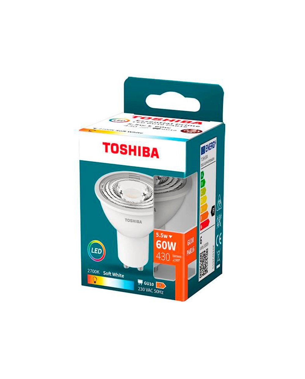 Foco led toshiba essential gu10 55w luz calida 2700k