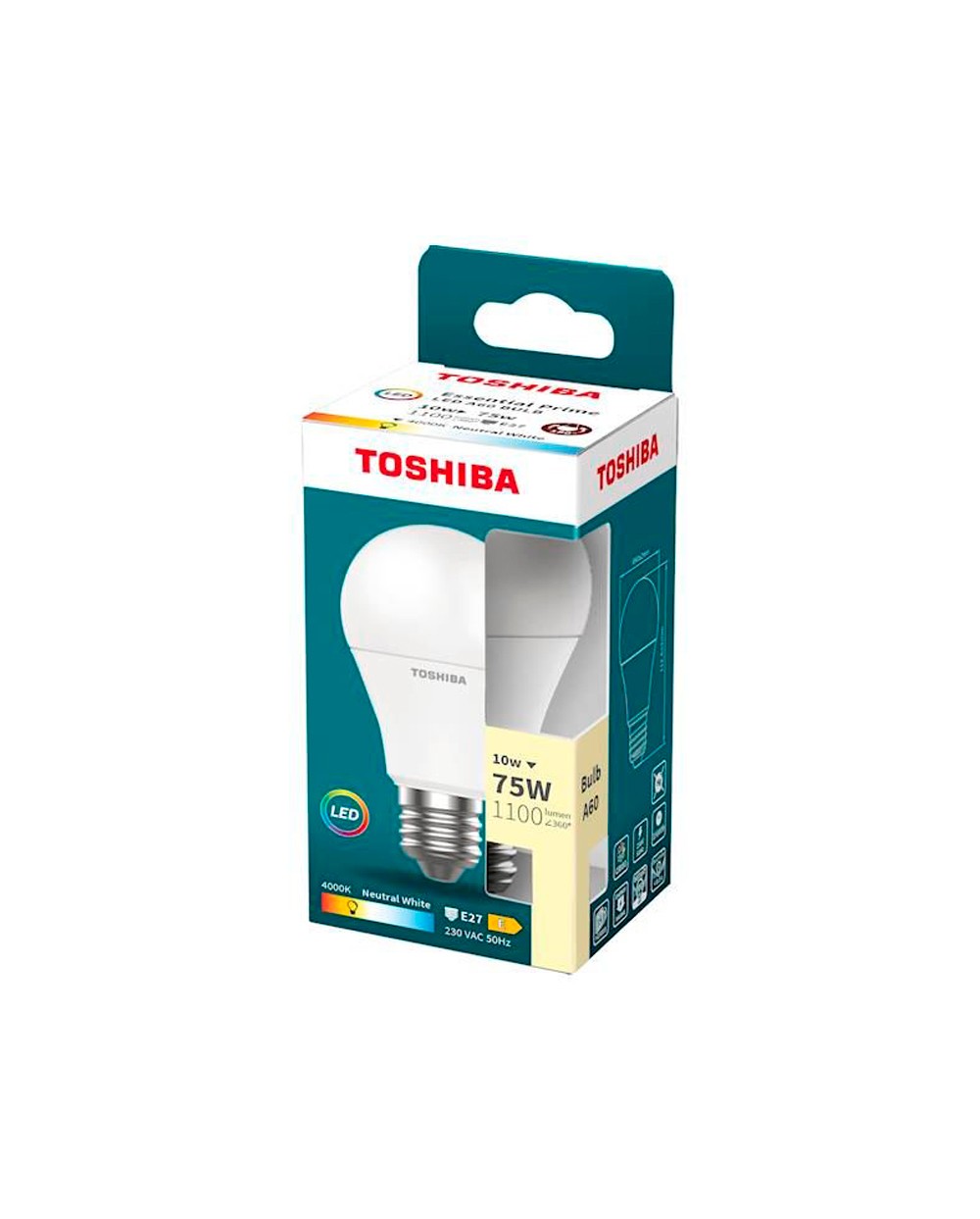 Bombilla led toshiba essential a60 e27 10w luz neutra 4000k