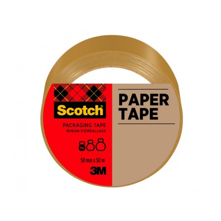 Cinta adhesiva scotch papel color marron para envios postales 50 mt x 50 mm