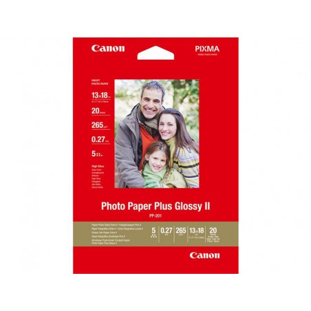 Papel fotografico canon pp 201 glossy ii 13x18 cm 275 gr pack de 20 hojas