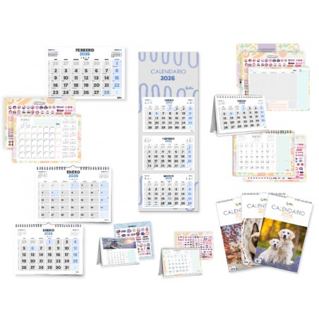 Calendarios liderpapel 2026 pack 24 unidades disenos surtidos