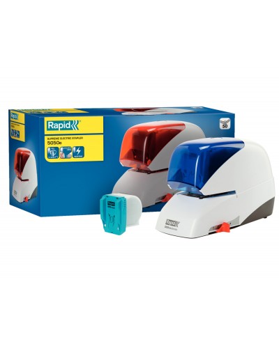 Grapadora electrica rapid 5050e capacidad 50 hojas usa casette grapas 5050e color azul