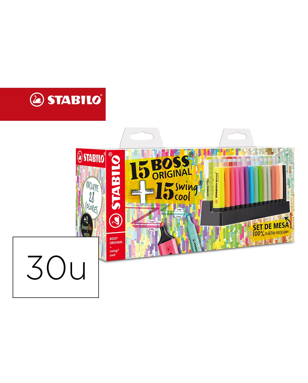 Rotulador stabilo fluorescente set de mesa 15 unidades boss 70 15 unidades swing cool colores surtidos
