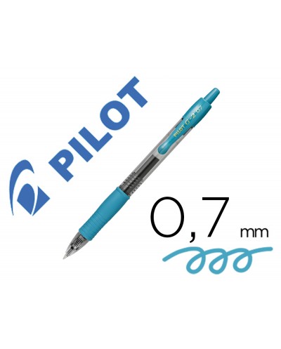 Boligrafo pilot g 2 azul turquesa tinta gel retractil sujecion de caucho
