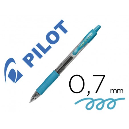 Boligrafo pilot g 2 azul turquesa tinta gel retractil sujecion de caucho
