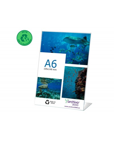 Expositor sobremesa archivo 2000 petg flexible en forma de l din a6 vertical 45x105x150 mm