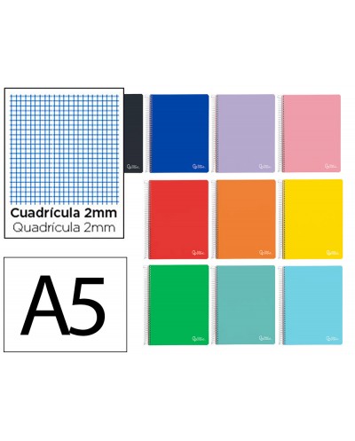 Cuaderno espiral liderpapel din a5 witty tapa dura 80h 90gr milimetrado 2mm colores surtidos